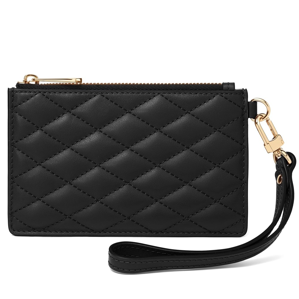 Genuine Leather RFID Blocking Slim Coin Purse for Women Small Thin Quilted Wallet