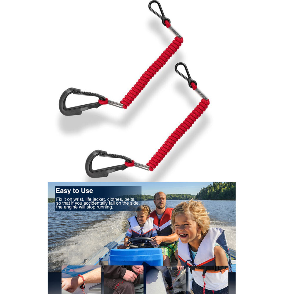 2PCS Boat Kill Switch Lanyard 8M0092849 for Mercury Mercruiser Outboard Motor  