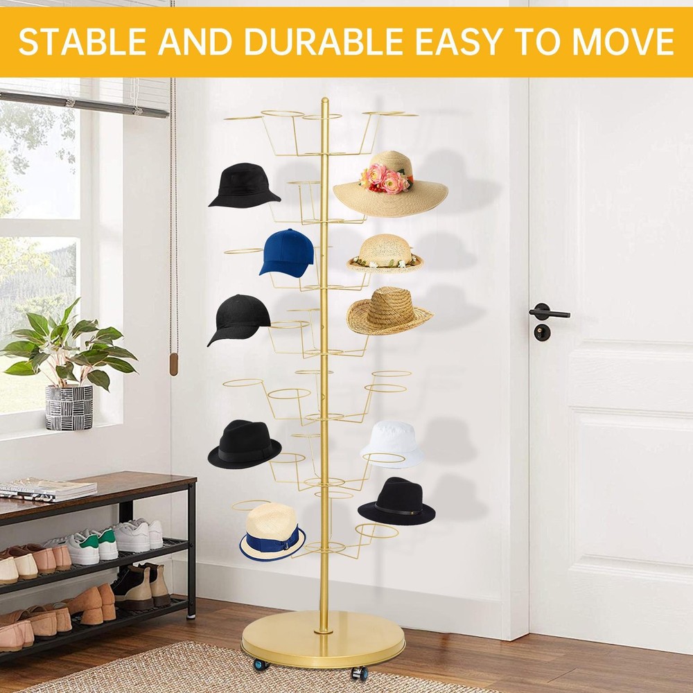 Metal Hat Rack, Retail Freestanding Hat Display Stand, Floor-Standing Hats Holde