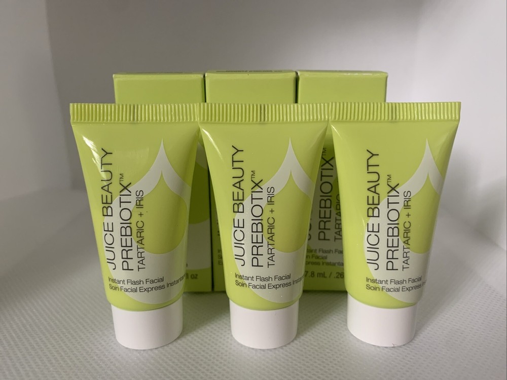 JUICE BEAUTY Prebiotix Instant Flash Facial 3x Travel Size Tartaric Iris 0.26oz Sealed