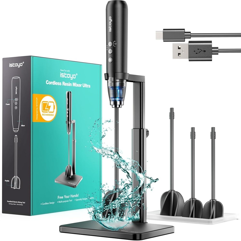 ISTOYO Rechargeable Resin Mixer Ultra with 3-Speed Control for Epoxy BLACK