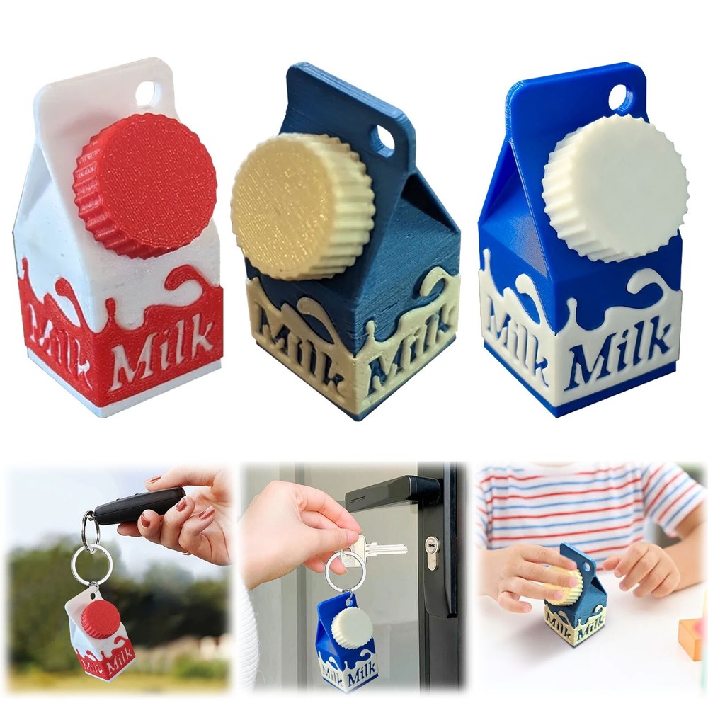 Lactose Tolerant Milk Carton Pill Holder Keychain for Funny Medicine Storage  