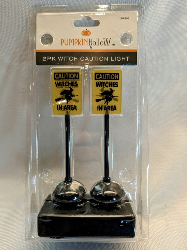 Pumpkin Hollow Spooky Town Halloween Village - Witch Street Crossing Light-Up Sign for Haunted Displays and Festive Decor