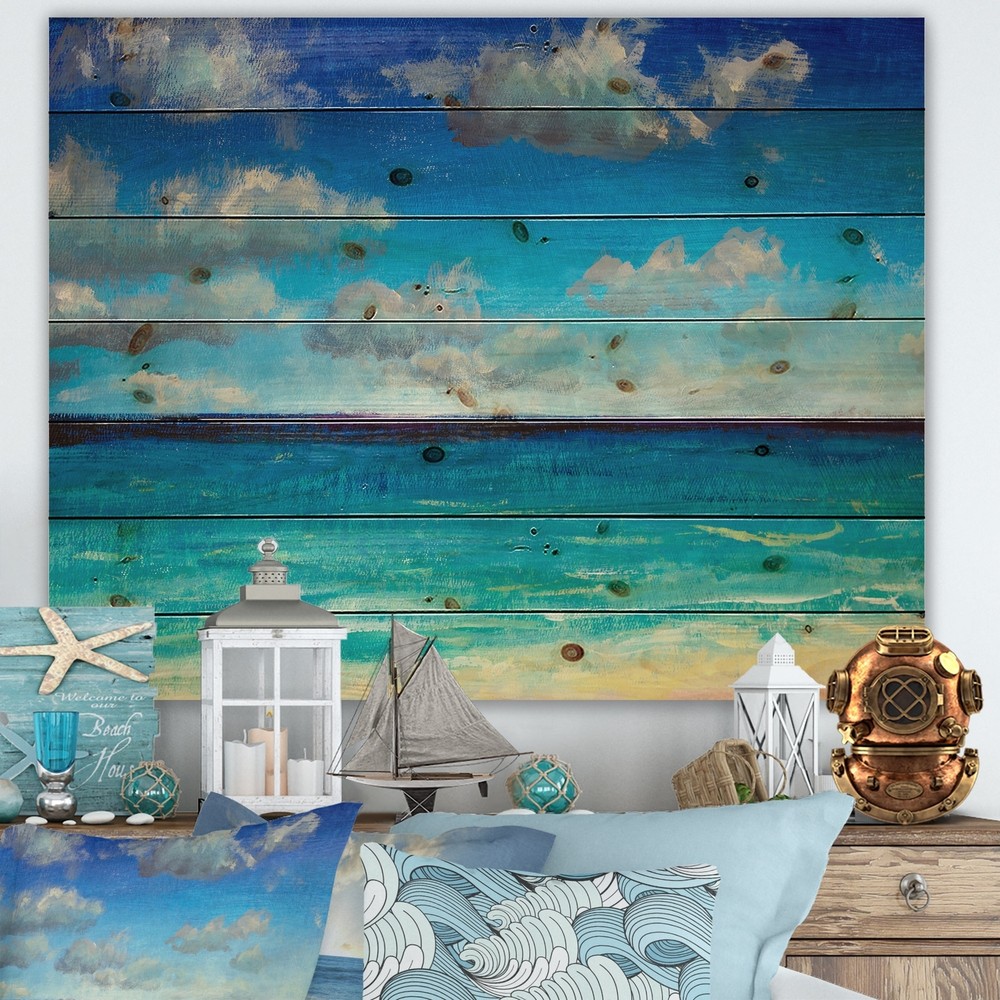 Designart 'Fiji White Beach Blue Ocean' Coastal Print on