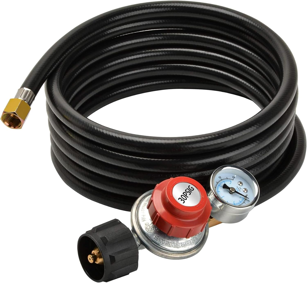 12 Ft 0-30PSI Propane Regulator High Pressure with PSI Gauge QCC-1 Connection Ho