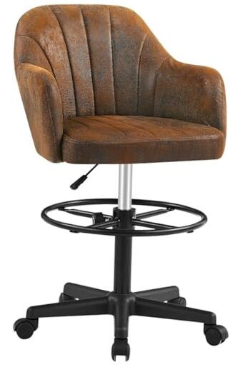 Ergonomic Drafting Chair with Adjustable Height, Lumbar Support, and Footrest for Comfortable Use