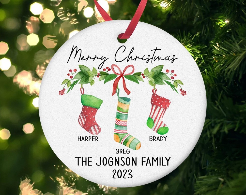 Personalized Christmas Ceramic Ornament for Family Keepsake Gift