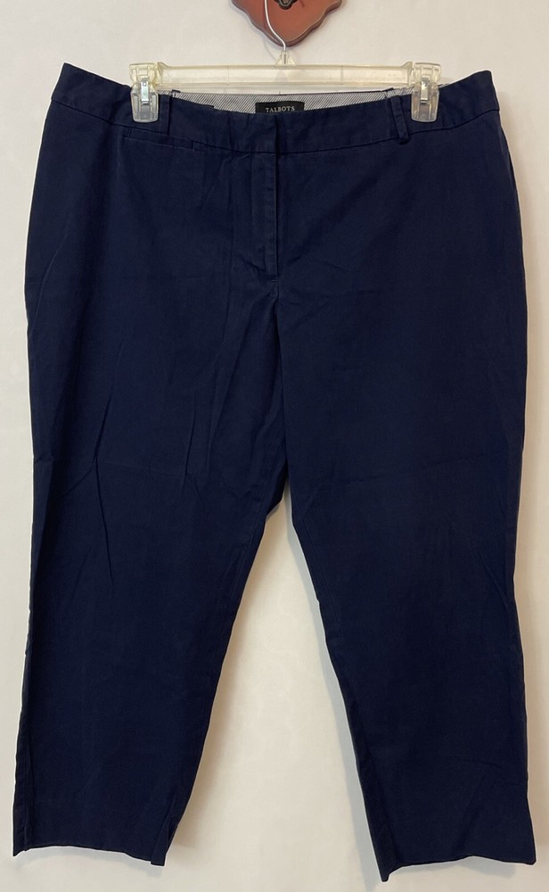 Talbots Heritage Womens 18w Blue Chino-Style Cotton-Blend Capri Pant! A1066