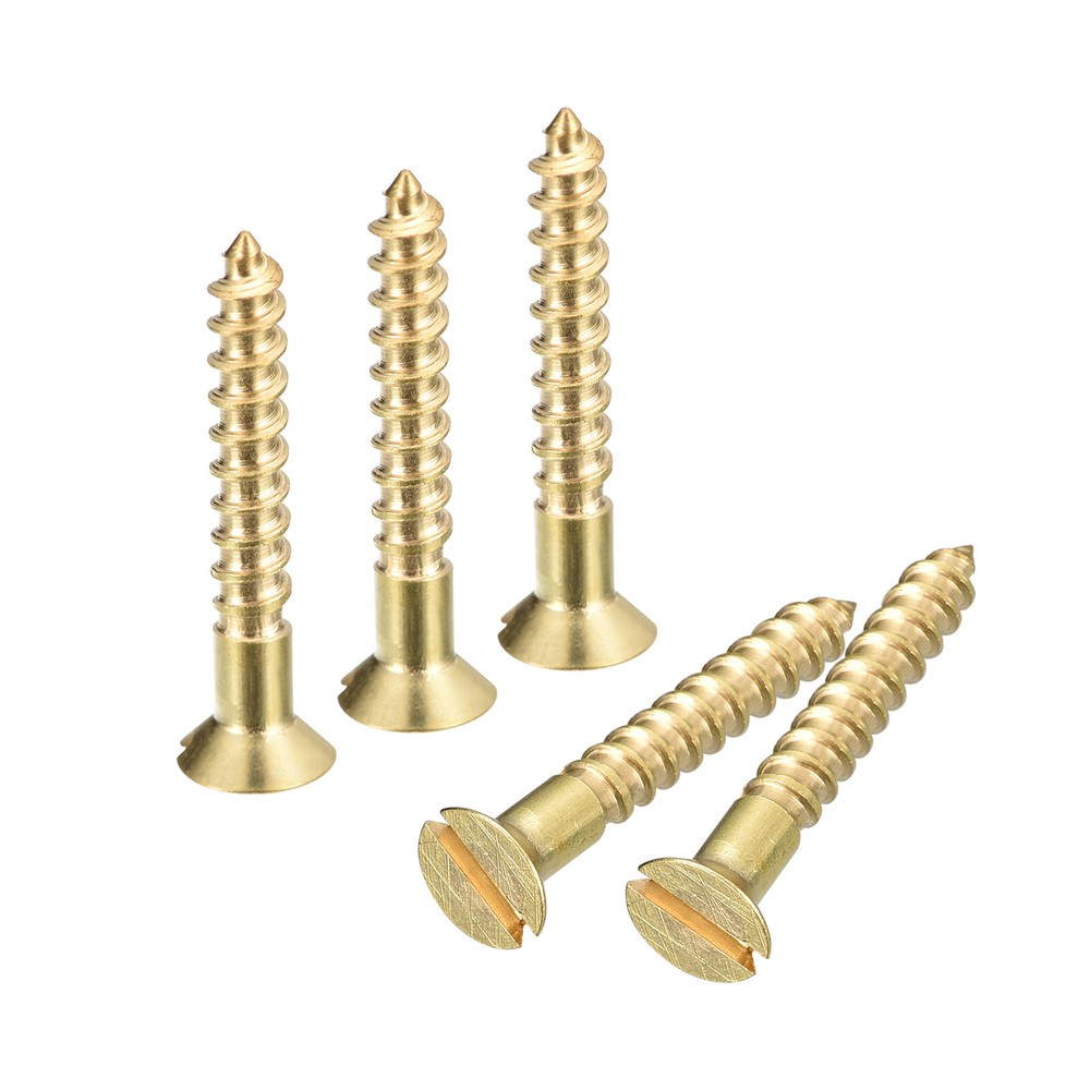 100Pcs M3 x 20mm Brass Slotted Drive Flat Head Wood Screws Self Tapping Screw