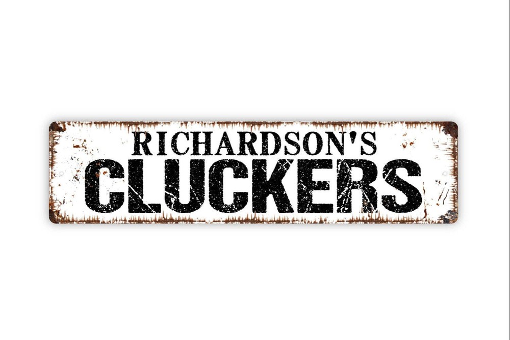 Personalized Cluckers Sign, Custom Metal Sign, Rustic Street Sign or Door Name