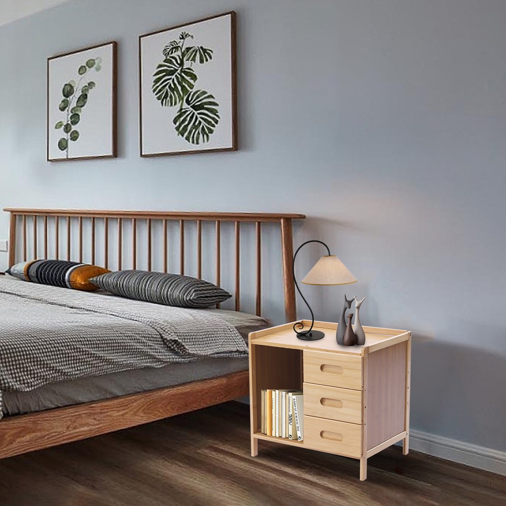 3 Tier Bedside Table with Drawers for Bedroom Storage