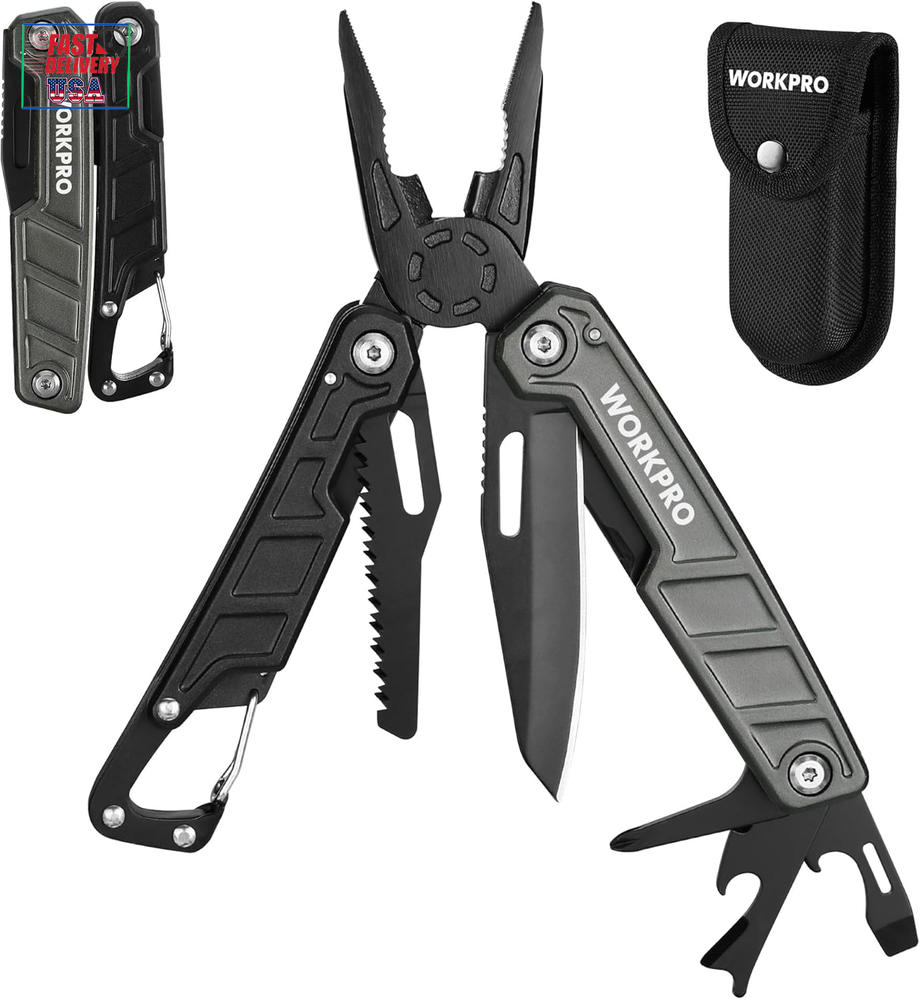 11-in-1 EDC Multitool Pliers with Pocket Clip & Sheath – Compact Multi-Tool Knife