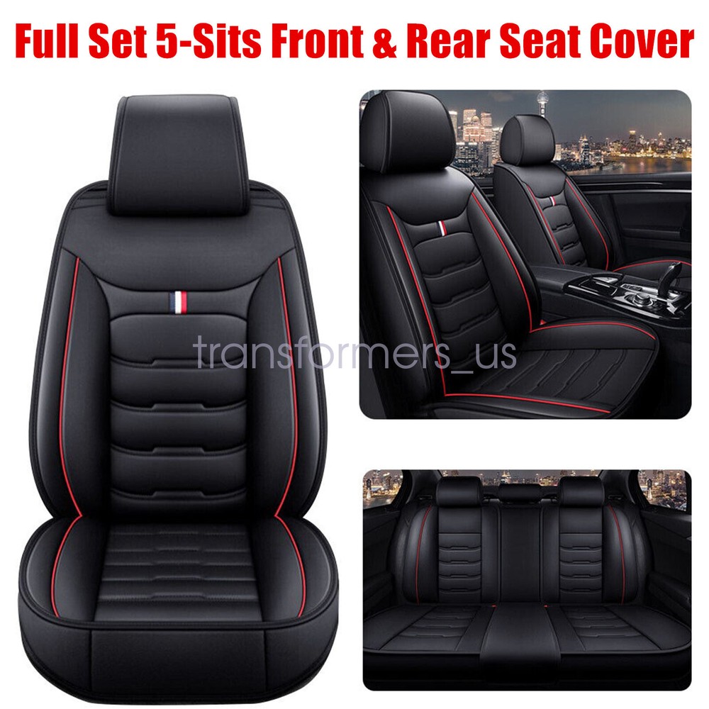 PU Leather 5-Sits Seat Cover Full Set Front Rear Cushion Protector For Honda