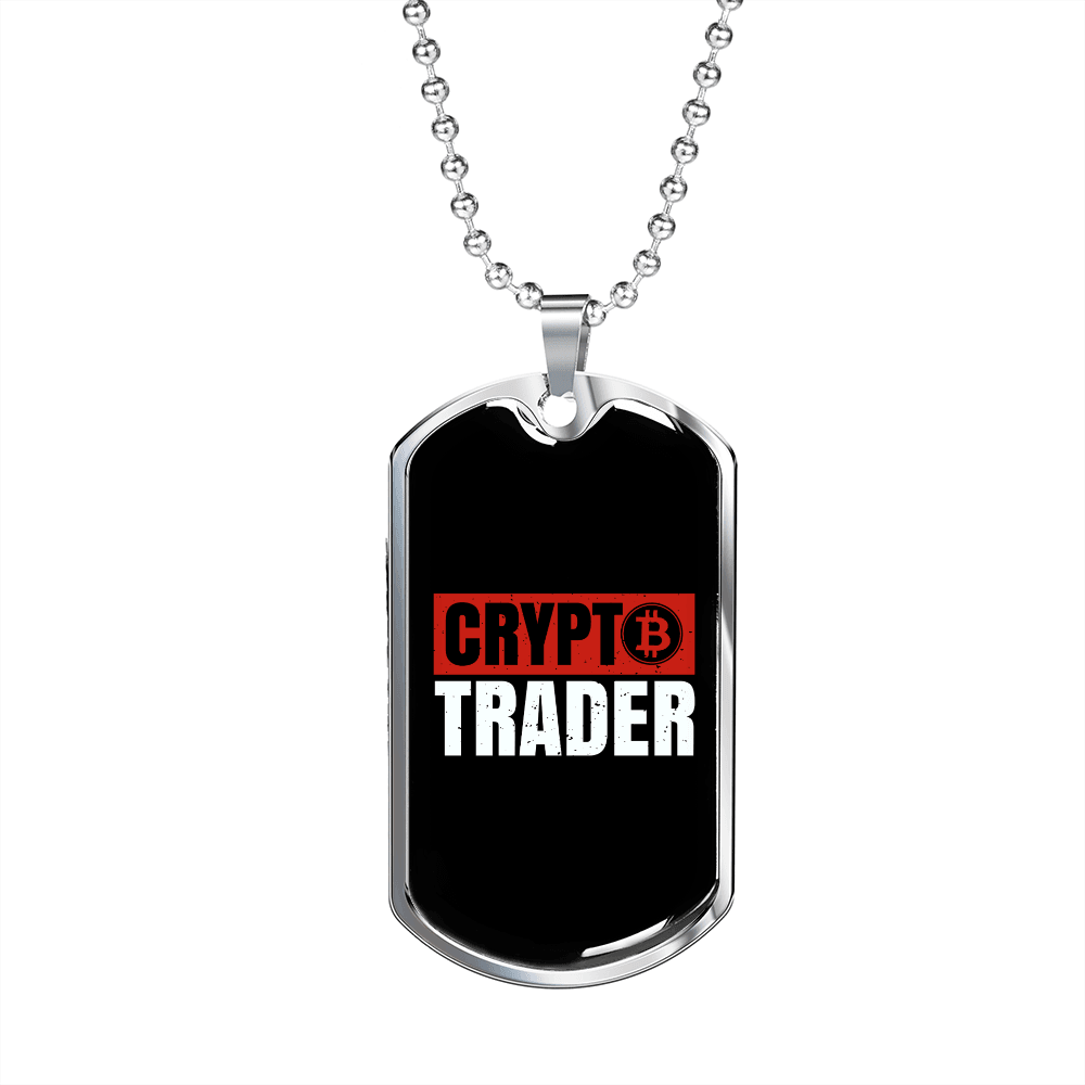 Crypto Trader  Crypto Necklace Stainless Steel or 18k Gold Dog Tag 24