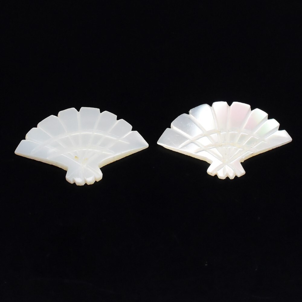 Handcraft! Pair 2pcs/1.02ct t.w Sea Shell Carving Natural Rainbow Pearl Shell