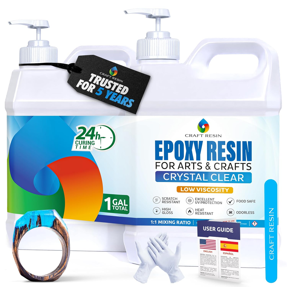 1 Gallon Crystal Clear Epoxy Resin Kit with Hardener for DIY Art Projects