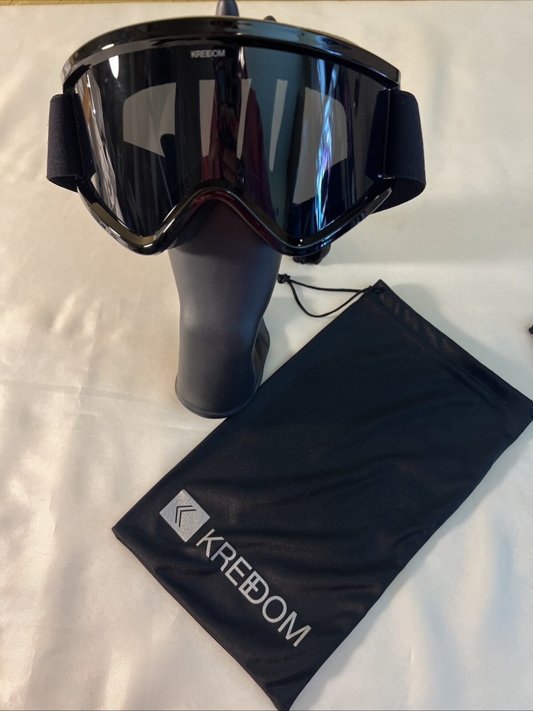 Kreedom Helix Snow Goggles Adjustable Strap Black Gray Lens NWOB