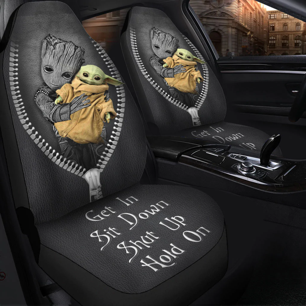 Baby Groot Hold Yoda Get In Sit Down Shut Up And Hold On Car Seat Covers