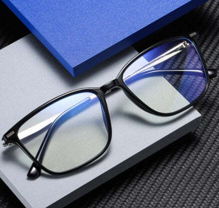 Men Women Anti-Blue Light Computer Glasses Metal Frame Black