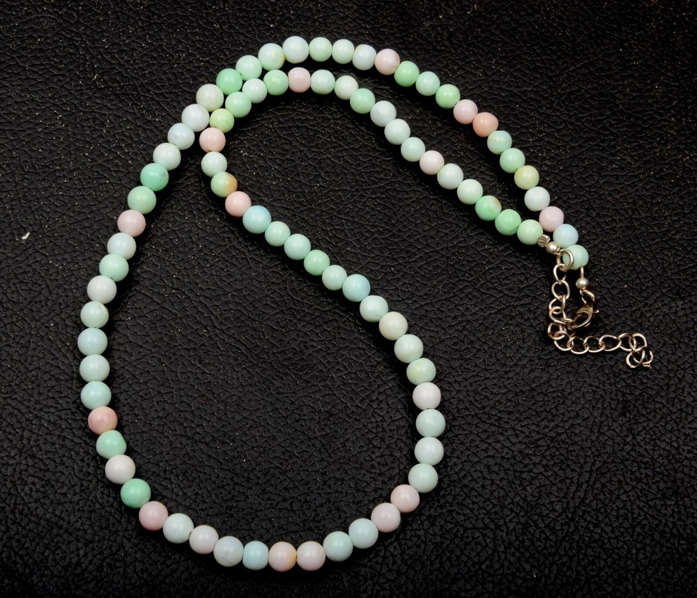 Beautiful Multi Opal Necklace 5 MM Beads 16 Inch Length Adjustable Silver Lock