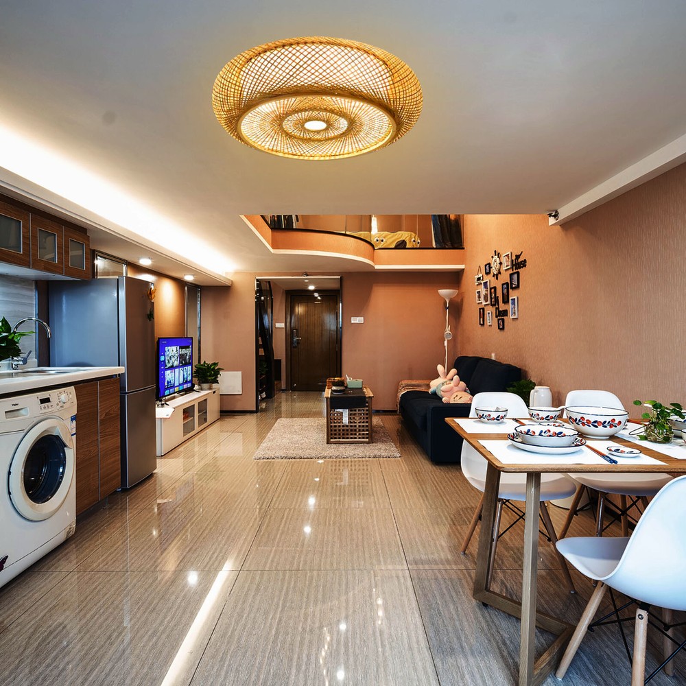 Indoor Retro Flush Mount Bamboo Wicker Art Rattan Lantern Ceiling Light NEW