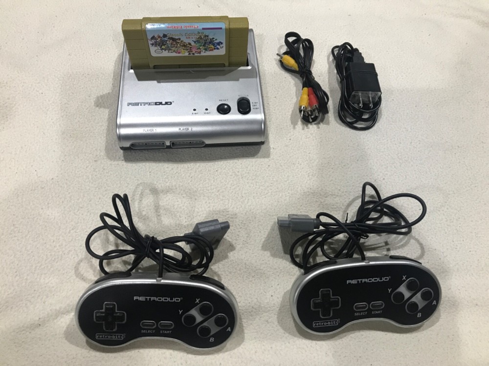 Retro-Bit Retro Duo 2 in 1 Console System - for Original NES/SNES Silver/Black