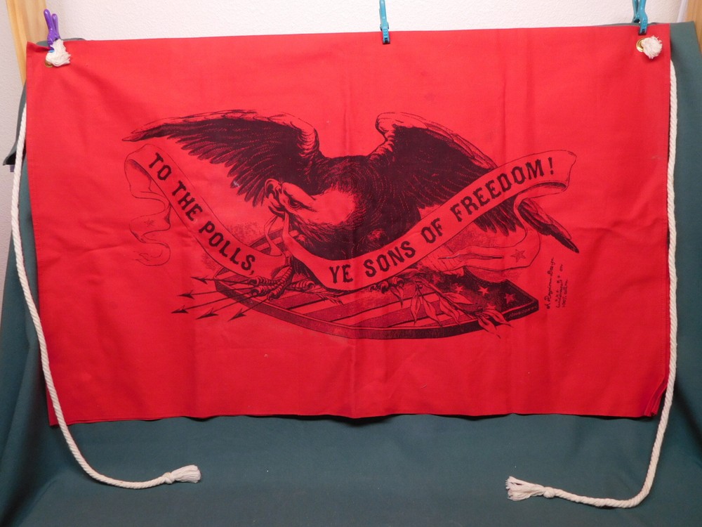 To The Polls Ye Sons Of Freedom cloth banner A Raydonn L Johnson voting election