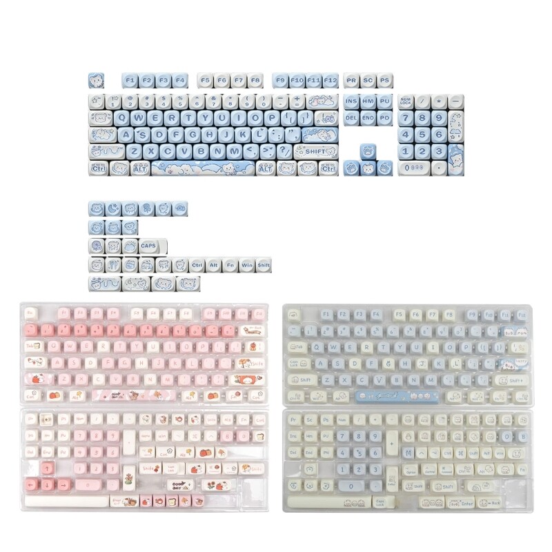 144Pcs MOA PBT Keycaps for 61/87/96/98/104/108 Mechanical Keyboards
