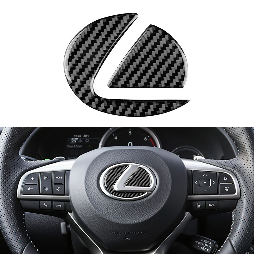 Black Steering Wheel Center Logo Carbon Fiber Sticker For Lexus RX350 2016-2021