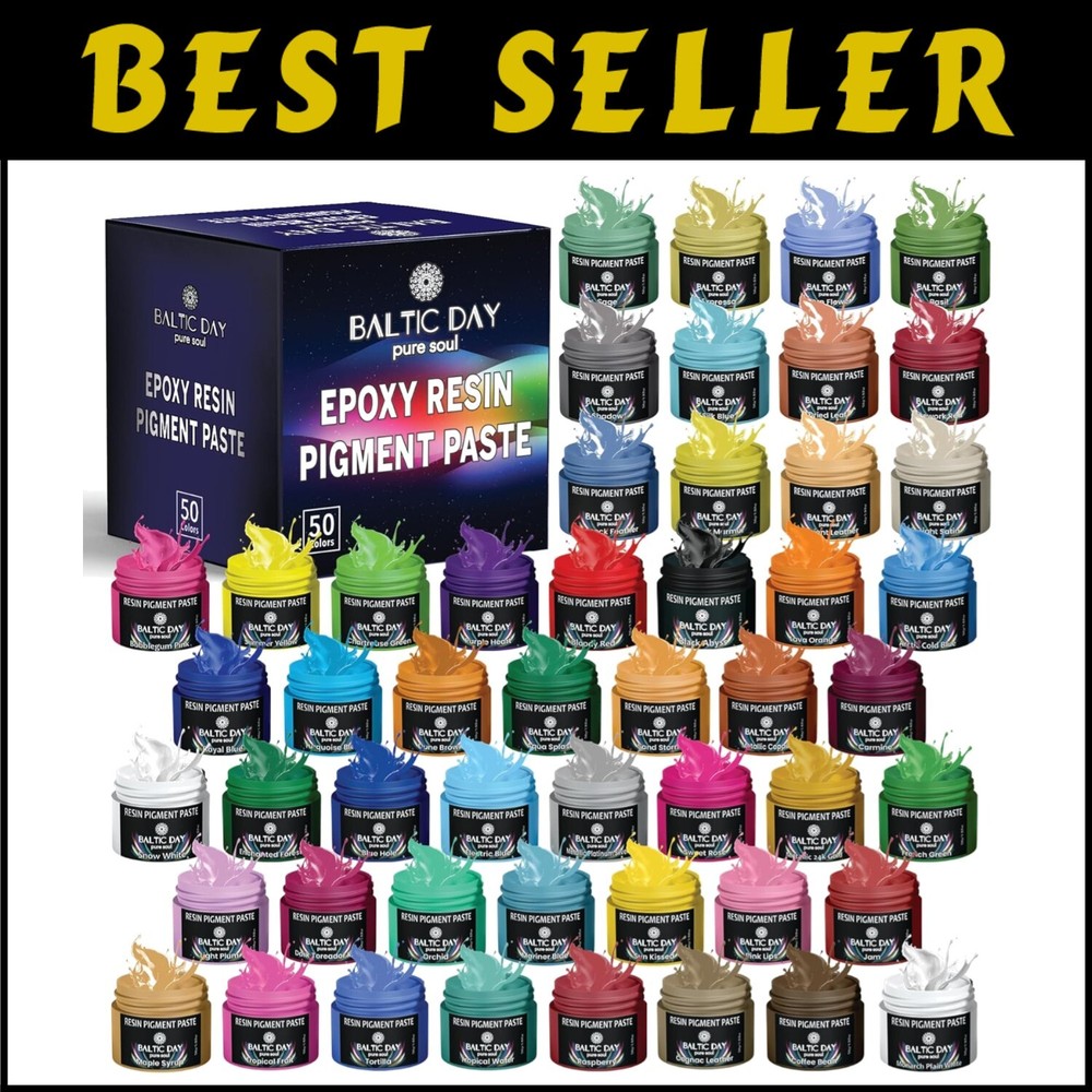 50-Piece Epoxy Resin Pigment Paste Set for Arts & Crafts in 10g Jars
