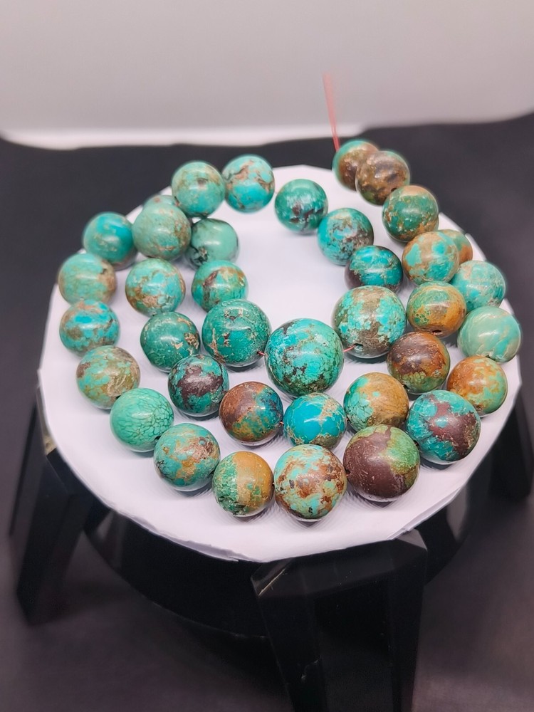 Natural Turquoise Round Shape Beads 16 Inch-Genuine Turquoise Loose Gemstone