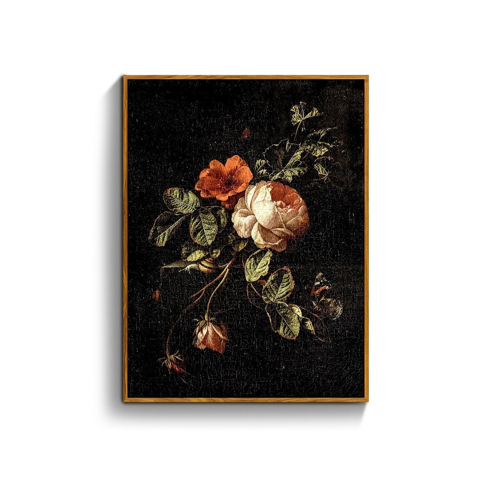 Vintage Framed Botanical Wall Art Canvas Prints, Floral Wall Art for Living R...