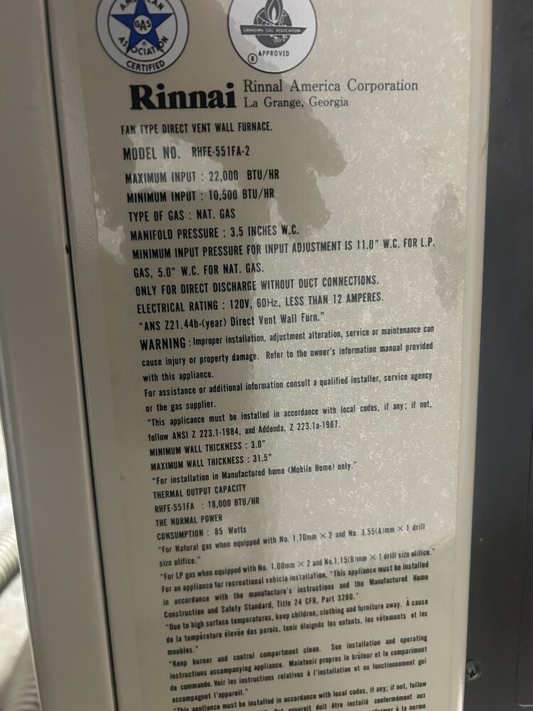rinnai propane heater