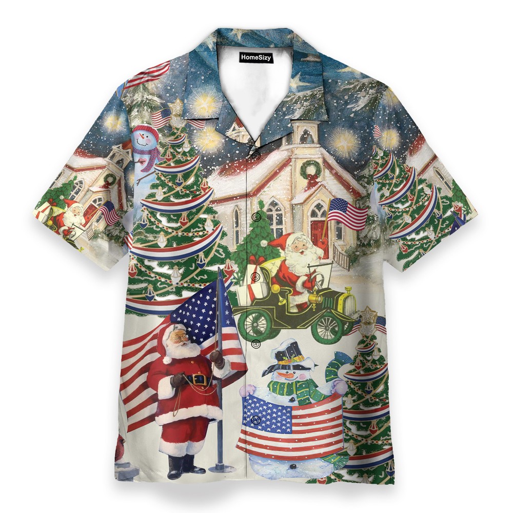 Patriotism American On Christmas   Hawaiian Shirt