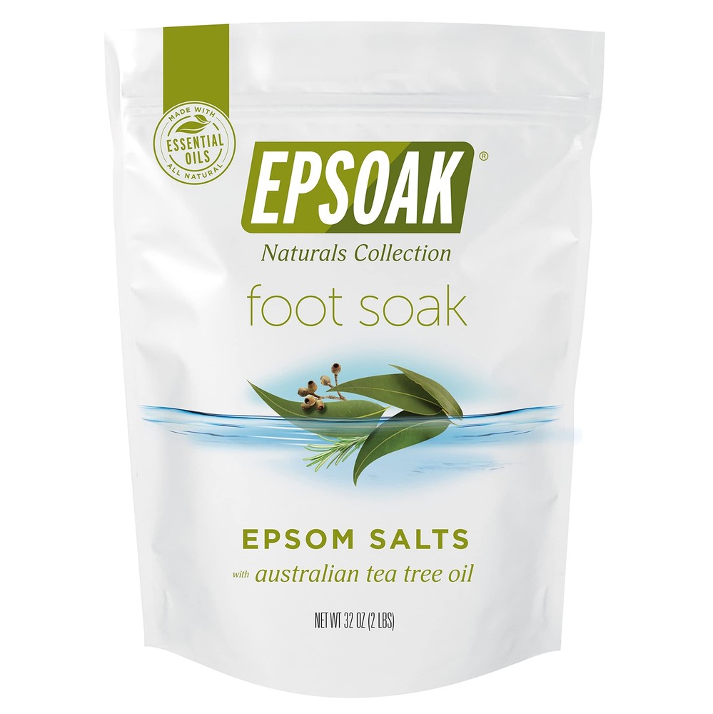 Tea Tree Oil Foot Soak with Epsoak Epsom Salt - 2 Pound Value Bag - Made in the.