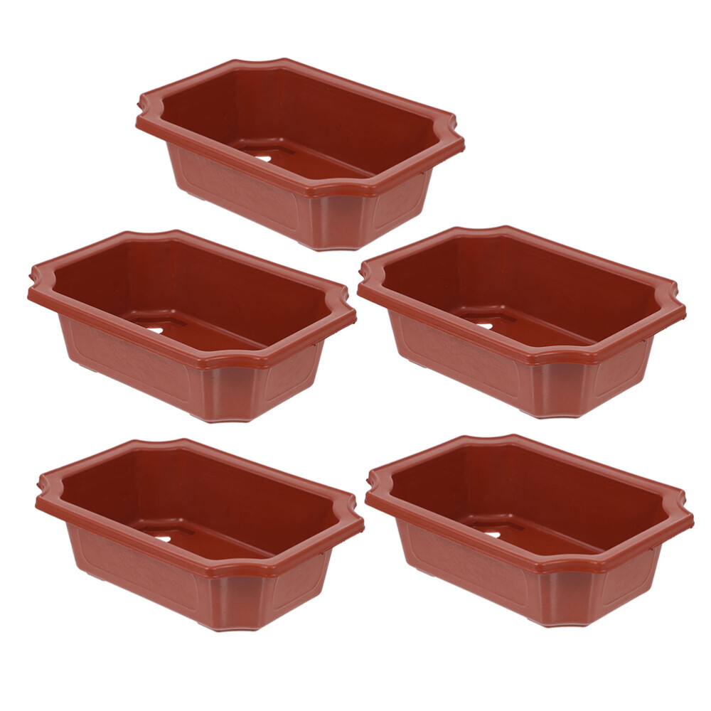 5Pcs Balcony Plastic Bonsai Pots Rectangular Plant Planter Home Flower Pots