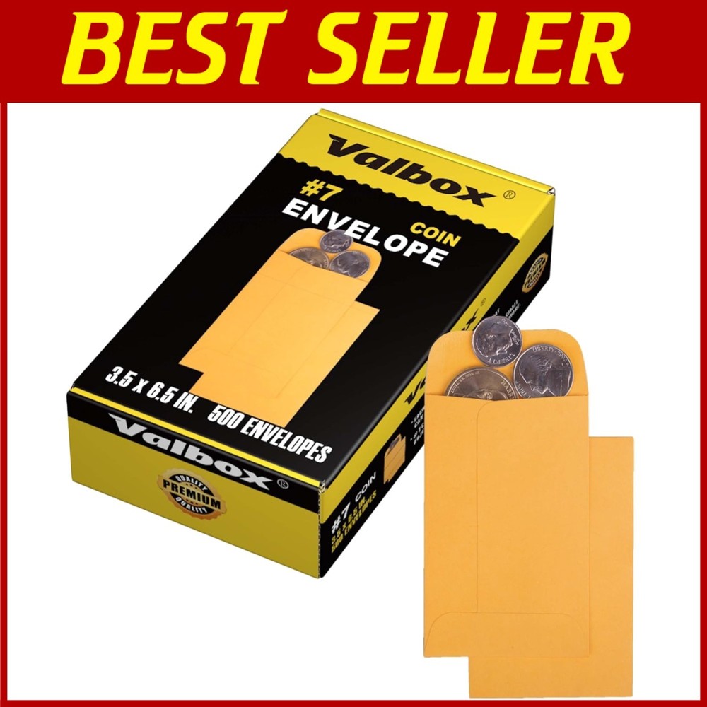 Durable 3.5x6.5 Coated Coin Envelopes for Home Office Storage