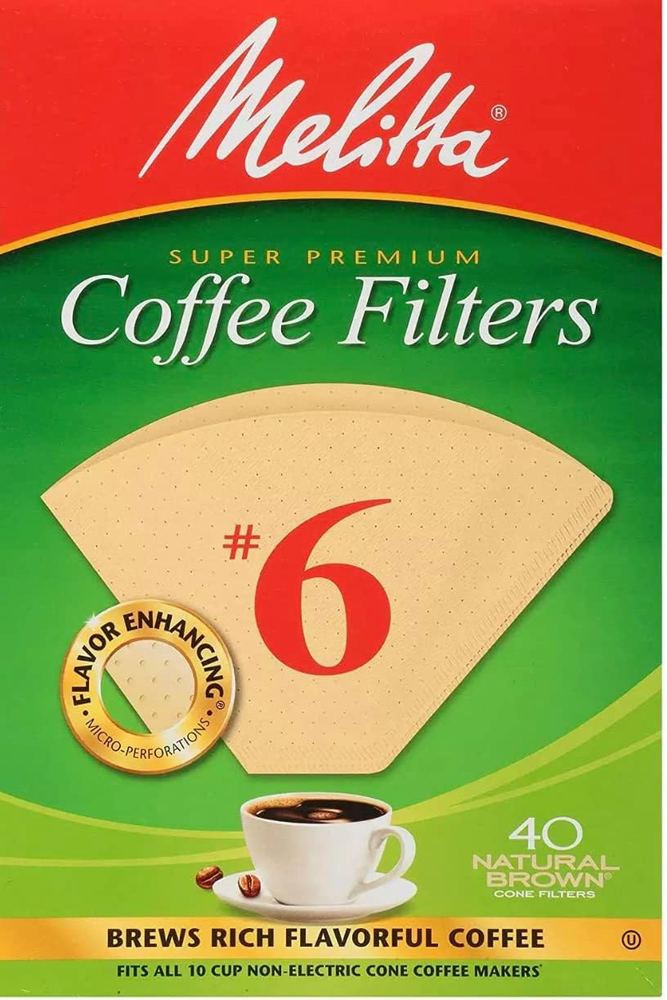 #6 Cone Coffee Filters, 40 Count - Pack of 2, Compatible with Most Brewers