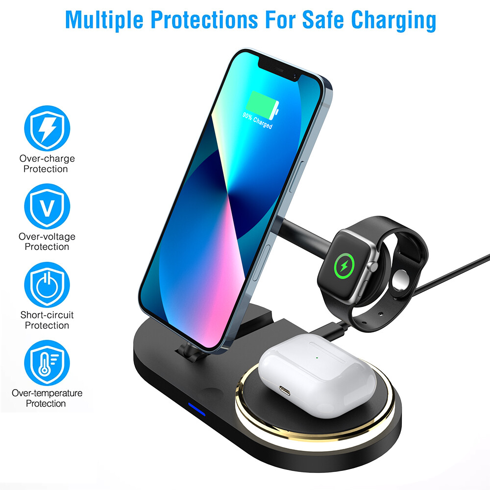 1x Wireless Charger Fast Charging Station Dock For Apple Watch Air Pods iPhone