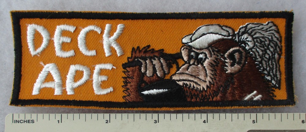 Single 1960s Vietnam Vintage US NAVY Orange DECK APE LIBERTY CUFF PATCH Original