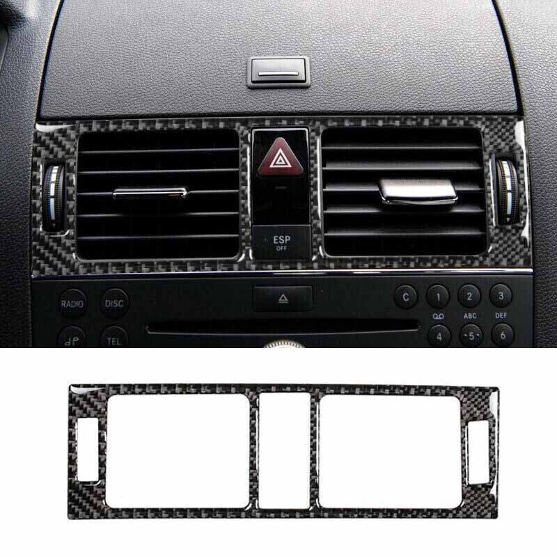 Central Console Real Carbon Fiber For Benz C-Class Air Outlet Vent Cover 2007-14