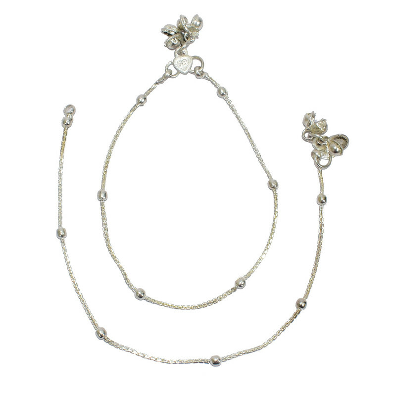 Anklet Payal Silver Plated Ethnic Bracelets Chain Women Fashion Ankle Jewellery-image