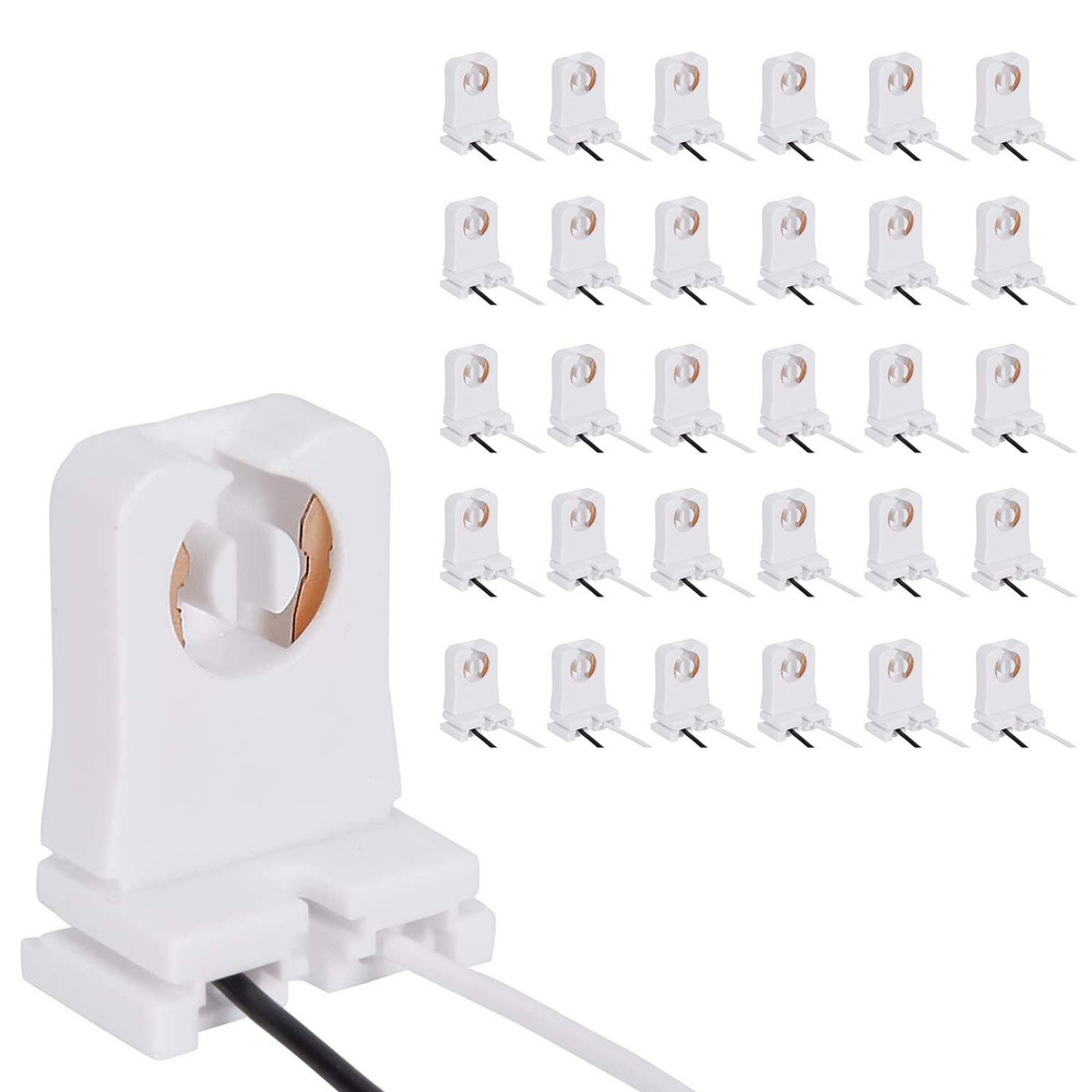 30-Pack JACKYLED Non-Shunted Turn-Type T8 Lamp Holder UL Socket White