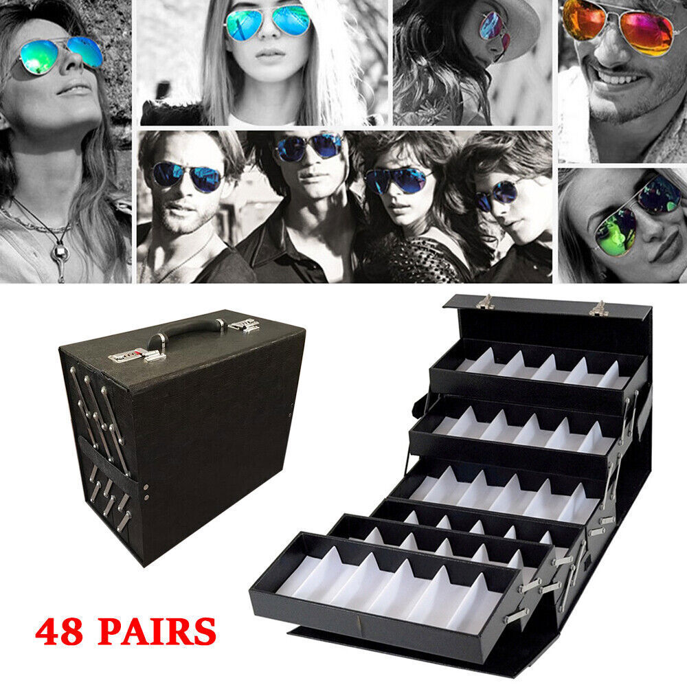 48-Pair Eyeglass Sunglasses Display Stand Storage Tray Holder Box Made in USA