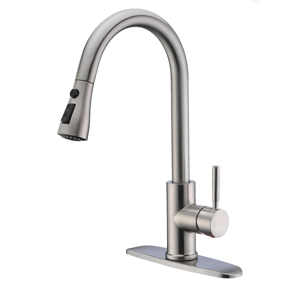 Brushed Nickel Pull Out Kitchen Faucet with Sprayer - Single Handle