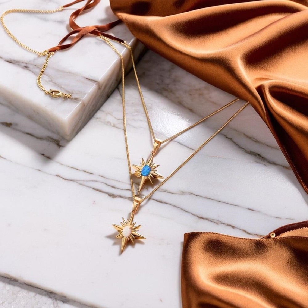 Sparkling Opal Mother Of Pearl Star Necklace Celestial Jewellery Design Trending