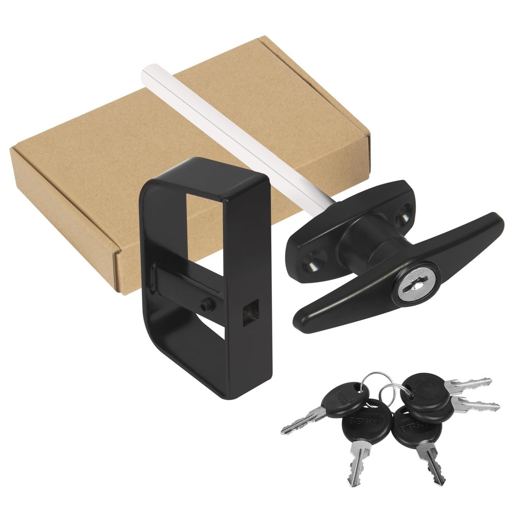 Shed Door Latch T-Handle Lock Kit with 5 Keys 4-1/2 Stem Storage Barn Shed
