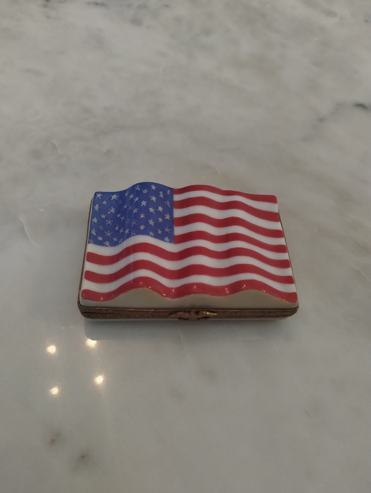 Limoges porcelain patriotic US Flag keepsake gift box