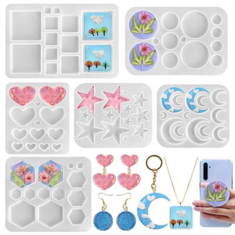 6-Piece Multi-Functional Small Silicone Molds for Resin Jewelry Making