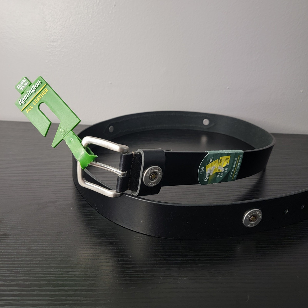 Remington Belt 12 Gauge Blk Mens Sz 3XL (50-52) Gen Leather Shotgun Shell Ends